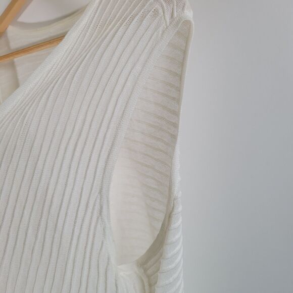 KASPER Waterfall Knit Cardigan Sz L / XL Ribbed Sleeveless Lightweight Summer - Picture 4 of 6